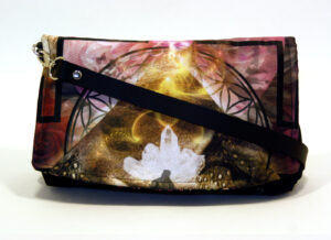 Front view of the Meditate Enchanted Bag with leather strap