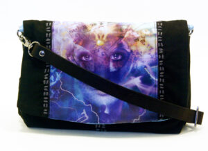 Front view with Cork strap of the Lavendar Goddess Enchanted Bag
