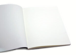 Interior view of the lined pages of the Peace journal