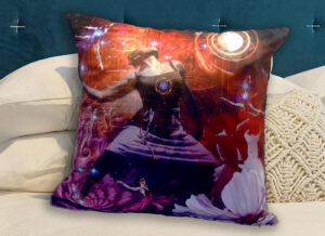 Ecstatic dance throw pillow on bed