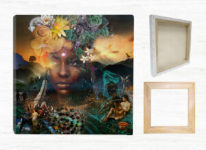 Earth Goddess - View of canvas print and basswood frame