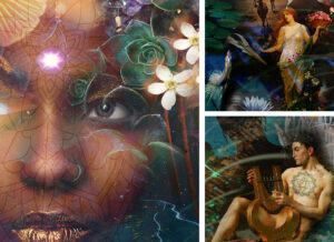 Earth Goddess - Close up of sections of the digital collage artwork