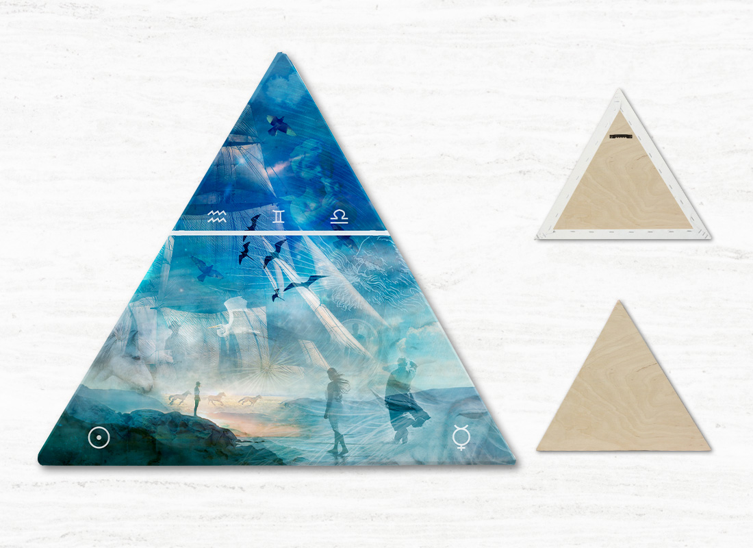 Air Element 1 - View of canvas print and triangular frame