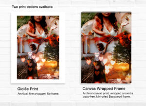 Two print options - Archival fine art paper print or Archival canvas print wrapped around a Basswood frame