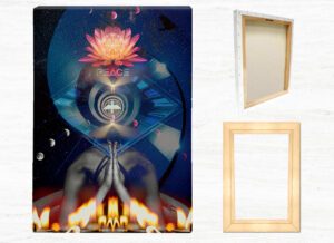 Peace - View of canvas print and basswood frame