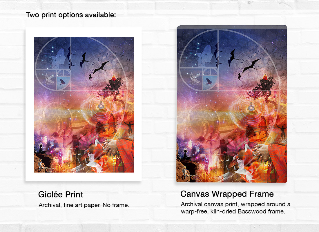 Two print options - Archival fine art paper print or Archival canvas print wrapped around a Basswood frame